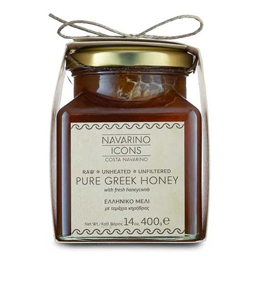 Navarino Icons Pure Greek Honey with honeycomb, 400g